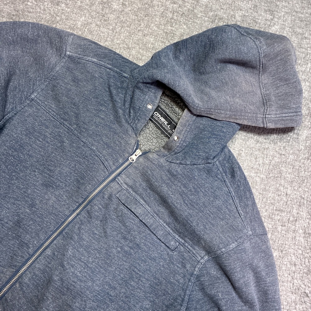 O'Neill Full Zip Hoodie Mens XL Blue Sherpa Lined Marl Pockets Surf Beach Skate